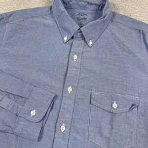 J CREW Lightweight Oxford Cloth Shirt Mens Large Slim Chambray Button Down Blue